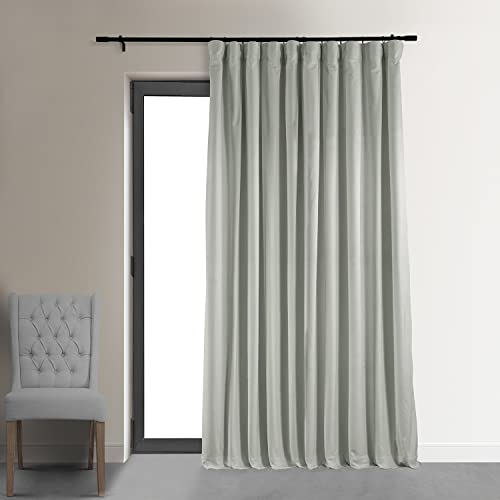 HPD Half Price Drapes Signature Velvet Thermal Blackout Curtains for Living Room 84 Inch Long (1 Panel) Rod Pocket Insulated Blackout Curtains for Bedroom Window Curtains, 100W x 84L, Reflection Grey