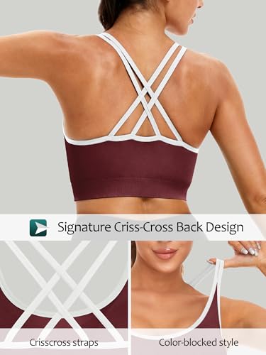 Image of VEQKING Strappy Cross Back Sports Bra for Women Removable Padded Yoga Bras | Multipack, Medium Support, Comfortable Seamless Wireless Design, Breathable Moisture-Wicking Fabric, Workout, Gym, Pilates