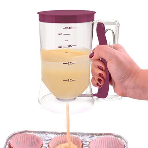 Pancake Batter Dispenser, 900ML Manual Cupcakes Separator with Measuring Label,Kitchen Baking Cake Batter Separator,Precision Batters Dispenser for Waffles, Pancakes,Muffins for Home Kitchen