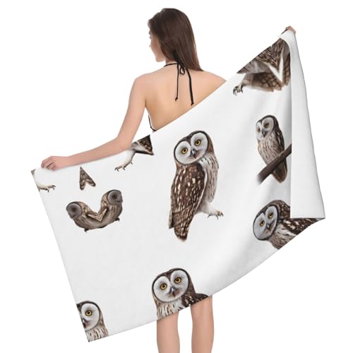 sttnnper Multiple Owls Print Microfiber Bath Towels – Soft, Absorbent, and Versat