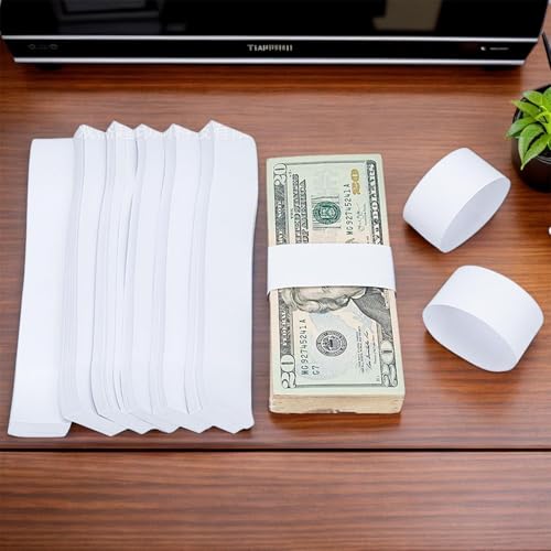 100Pcs Blank White Banknoten Bands für Bargeld, Banknote Papier Geld Cash Band Strap, selbstklebende Währung Riemen Papier Bands Bündel Bill Wrappers für Wraps Geld Organizing