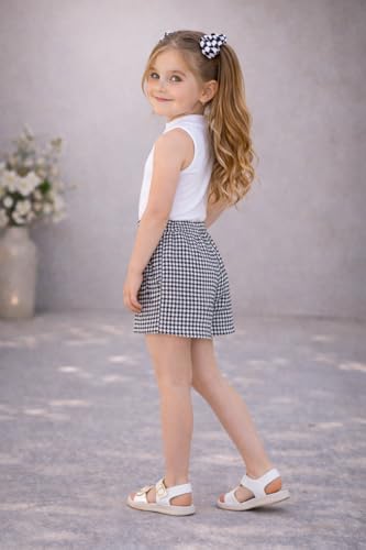 Image of Girl's Solid Cotton Blend Style Top and Shorts Set