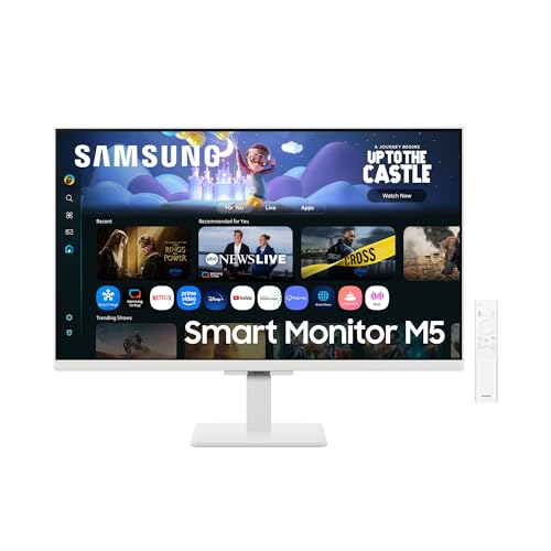 Samsung LS27FM501EUXEN- Smart Monitor M5 de 27' IPS (1920 x 1080, 16:9, 60Hz, 5ms, Modo Eye Saver, Gaming Hub, Knox Security), Blanco, Versión 2025