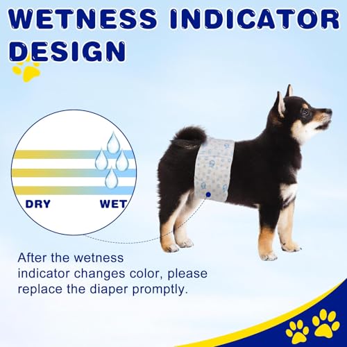 Image of XPCARE 50 Count Disposable Dog Diapers Male with Wetness Indicator(Small) | Dog Belly Band Belly Bands for Male Dogs Male Dog Wraps,Super Absorbent Leak-Proof Fit for Incontinence Marking