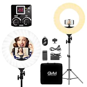 GVM LED Ring Light Kit, 14 inch Bi-Color Ring Light with Tripod and Bluetooth, Dimmable Led Video Light for Auxiliary Makeup,Tiktok and Live Fill Light, Vlog Selfie Video Photography Lighting