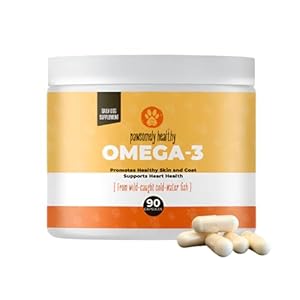 Pawsomely Healthy Omega-3 Fish Oil for Dogs – Wild Caught Anchovy Oil – High EPA & DHA – Supports Skin, Coat, Joints, Heart – Reduces Itching, Shedding, Allergies – Vet Approved – 90 Powder Capsules