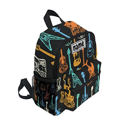 Custom Kid's Name Backpack, Colorful Music Guitars Toddler Backpack Personalized Name Preschool Bookbag for Boys Girls2