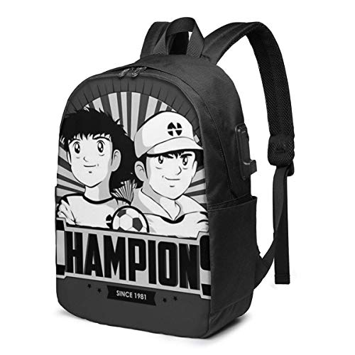 Lsjuee Champions USB Mochila Escolar de Gran Capacidad de Lona de Viaje