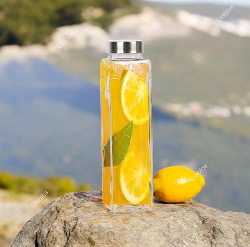 Image of LARYNX 750ML Glass Water Bottle, Square Refrigerator bottles set- Perfect for Home, Travel, Juicing, Water, Smoothie - Reusable Glass Drinking Bottles - (Clear, Pack of 1)