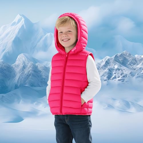 Kids Vest Girls Boys Sleeveless Quilted Vest Zipper Hooded Puffy Jacket Casual Lightweight Jacket Winter Warm Waistcoat4
