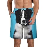 fdfekgvplp pantaloni da spiaggia casual da uomo ad asciugatura rapida pantaloncini da uomo con stampa border collie costume da bagno da spiaggia s-3xl, bianco, s