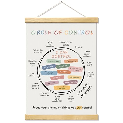 YUISLE Mental Health Poster Hanger Framed, Therapy Office Wall Art Decor, Circle of Control Canvas Prints for Therapist Counseling Calming Office Must Haves, 12x16 Inch-A01