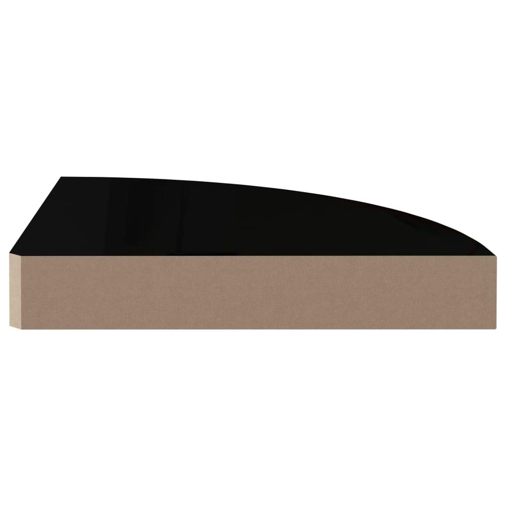 Eck-Schweberegal Set 4 STK. Hochglanz-Schwarz 25x25x3,8 cm MDF Wabenplatten-Design Metall Wandhalterung Unsichtbares Befestigungssystem Stabile Aufbewahrung für Bücher