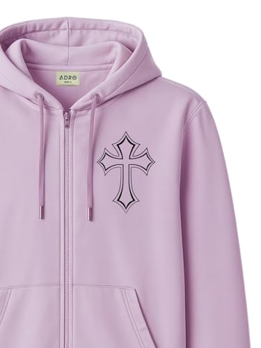 Image of ADRO Men's Regular Fit Zip-Up Hoodie for man | 320 GSM Cotton Poly Fleece Zipper Sweatshirt with Soft Fabric & Printed Hoodies