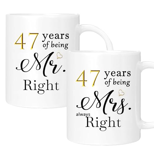 ERYUWOZA 47th Anniversary Coffee Mugs Set of 2, 47 Year