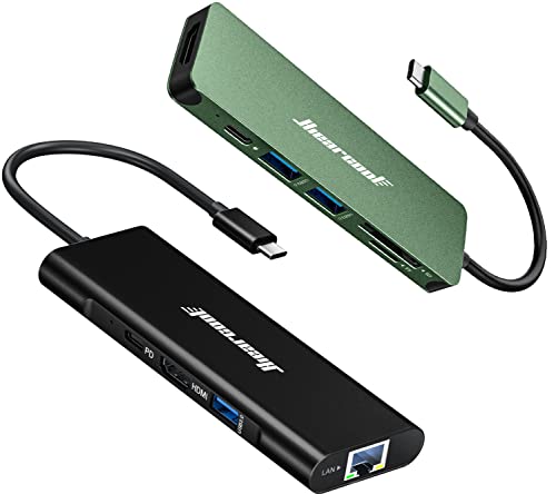USB C Hub, Hiearcool Adapter USB C Dongle for MacBook Pro, 7 in 1 USB C to HDMI Multport Adapter, USB C 4K@60Hz HDMI Adapter,8 IN1 Multiport Type C Adapter 1Gbps 100W PD USB C Dock USB3.0 TF/SD Dongle