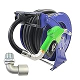 GIAYOGO Fuel Hose Reel,1" X 66' Retractable Diesel Hose Reel W/Fuel nozzle,Fuel Swivel,Heavy-duty Industrial Settings. Max 300 PSI,Spring Rewind Mechanism Ease of Use for Farm Ships Vehicles
