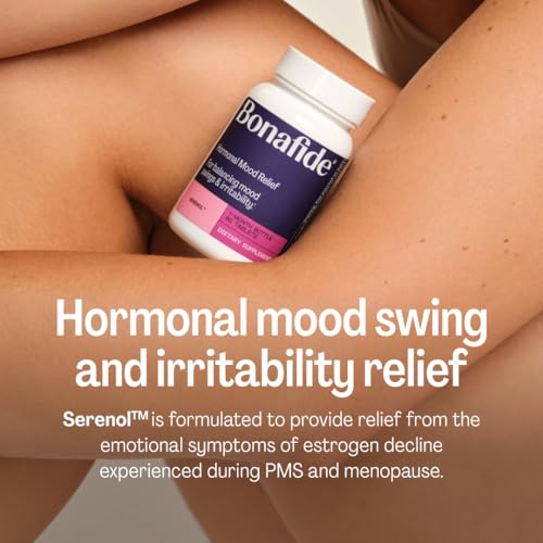 Image of Serenol by Bonafide. Relief from Hormonal Mood Swings, Irritability, & PMS Bloating. - 3-Month Supply (180 Tablets)