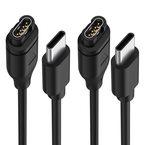 2 unidades USB C cargador cable compatible con Garmin Vivoactive 5/4/4S/3/Fenix 7 7S 7X 6 6S 6X Pro 5 5S 5X Plus,Epix 2,Forerunner 745 935 945 45 45S 245,Approach S10 S40 S60,Instinct,Venu 2 Plus 2S