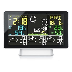 Brandson - Wlan Wetterstation Funk mit Außensensor WiFi – Innen und Außentemperatur – Luftdruck/Barometer – Luftfeuchtigkeit – 4 Tage Prognose mit App – Temperaturtrend – UV - Mondphase