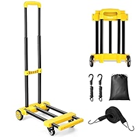 KEDSUM Folding Hand Truck, 70 Kg/155 Lbs Heavy Duty 4-Wheel Solid