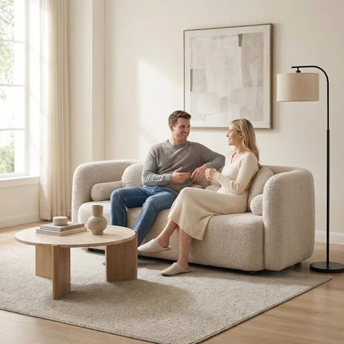 Image of 3PCS Sofa Set for Living Room, Boucle Sofa Set with 1 Three-Seater Sofa, 1 Loveseat Sofa and Accent Chair, Minimalist Couch Set, 6 Seater Living Room Furniture Sets for Home Office (Beige)