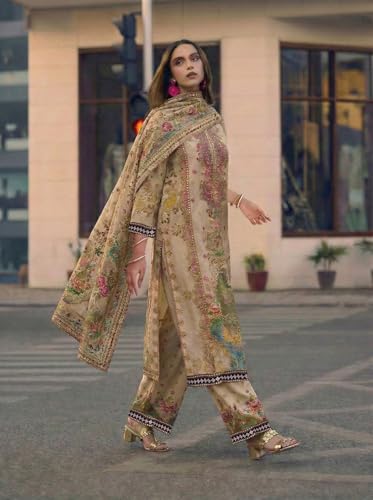 Image of ANNI Designer Women Rayon Viscose Printed Straight Kurta with Palazzo and Dupatta | Three Piece Ethnic Kurta Palazzo Set for Women | Indian Traditional Dress