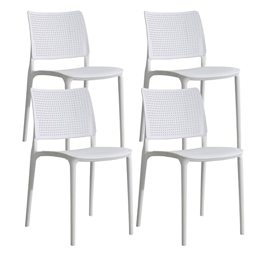 Oviala Lot de 4 chaises de terrasse Blanches en Plastique