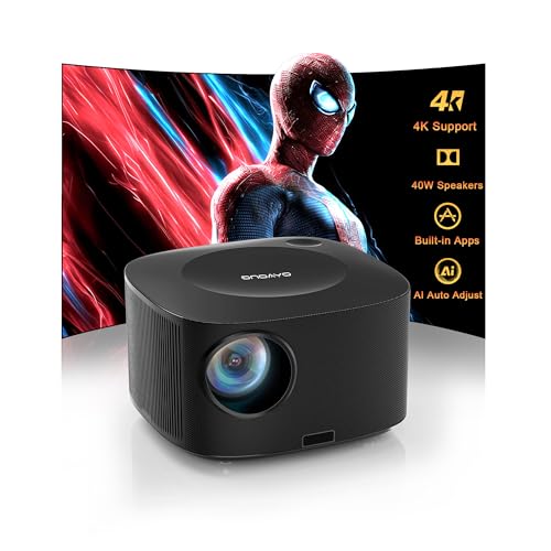 Image of [Official Licensed Apps/3500 ANSI/40W Dolby Audio] Projector with WiFi and Bluetooth with Smart OS 2.0&AI Auto 3s Focus Outdoor-Projector-4K, ONOAYO ONO5Pro Movie Proyector for Bedroom/Celling/Home