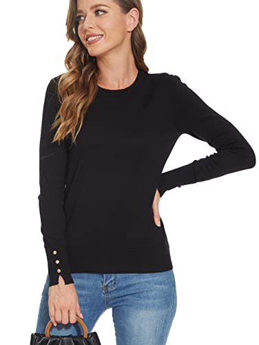 Image of Spicy Sandia Women's Long Sleeve Crewneck Sweaters Dressy Casual | Striped or Solid Available, Classic, Business Casual Tops for Office Work