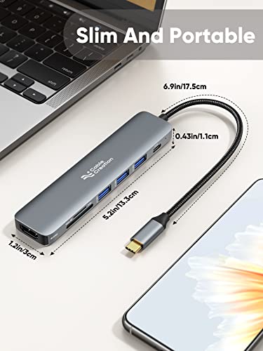 Usb C Hub Multiport Adapter, Cablecreation 7-In-1 Usb C Hdmi Hub With 4K 30Hz Hdmi, 100W Pd, 3 Usb 3.0 5Gbps Data Ports, Sd/Tf Cards Reader For Macbook Pro/Air, Ipad Pro, Pixelbook, Xps #TOP7
