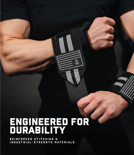 Image of Gymreapers Weightlifting Wrist Wraps (IPF Approved) Professional Quality Wrist Support with Heavy Duty Thumb Loop - Best Wrap for Powerlifting Competition, Strength Training, Bodybuilding