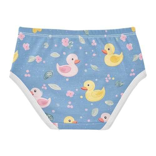 Wusikd Ducks Blue Girls' Underwear Cotton Pink Flowers Girls Briefs Soft Toddler Underwear 2T2