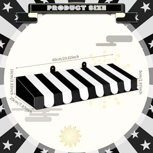 Image of Boao 4 Pcs 3D Cardboard Awning Decor,Black and White,Striped Style | Paper Awning, Circus Carnival Theme, For Bulletin Board, Lemonade Stand, Bakery & Ice Cream Truck, Wall Window Backdrop
