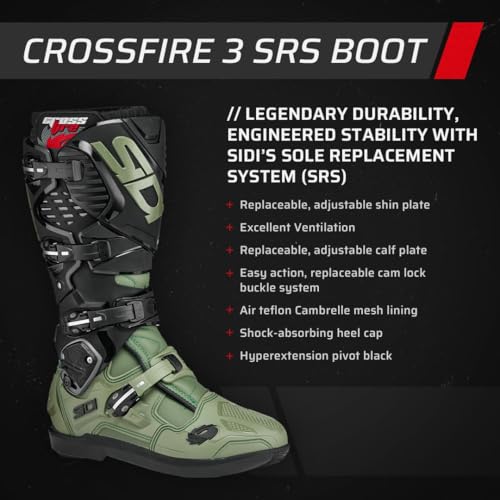Image of SiDI | Offroad Motorcycle Boots, Professional Motocross Boots for Men CROSSFIRE 3 SRS, Adjustable and Replaceable Buckles, Flex System, Hyper Extension Block