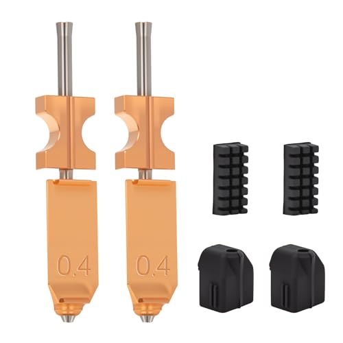 Upgraded AD5X Nozzles Kit 2PCS 0.4mm Hotend Nozzles 3D Printer Assembled Extruder Kits-All Metal Hot End/Printhead Replacement with Detachable Nozzle Include 2PCS Silicone Sock+ 2PCS Nozzle Brush