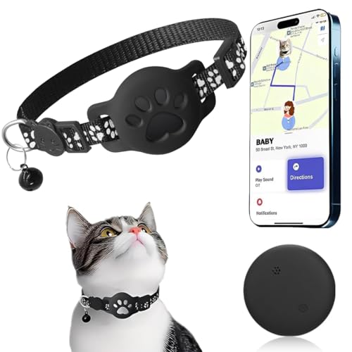 HOVKRE Collar Gps Para Perros Y Gatos, LocalizacióN En Tiempo Real, Impermeable Y Resistente, Solo Para Ios (Negro)