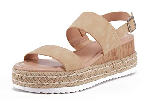 LAICIGO Women's Platform Sandals Espadrille Wedge Ankle Strap Open Toe Sandals