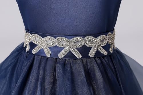 dideyttawl Satin Flower Girl Dress for Wedding Puff Tulle Baby Girl Bridesmaid Dresses Rhinestone Belt Sleeveless Maxi Dress3