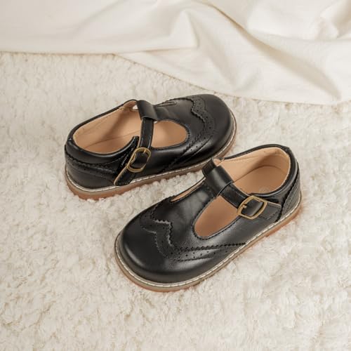 Image of Boy's Girl's Classic T-Strap Dress Shoes Wedding Party Church School Uniform Oxford for Toddler /Little Kid