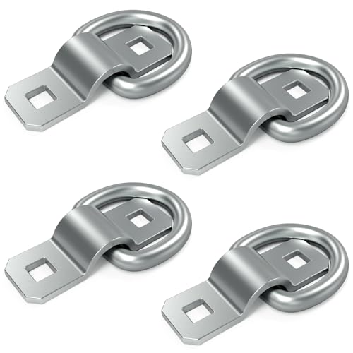 Kdtoll Lot de 4 œillets d'arrimage pour remorque - Charge maximale : 300 kg - Anneaux d'arrimage en D en acier galvanisé - Œillets de fixation pour sécuriser le chargement de camion, bateau, voiture,