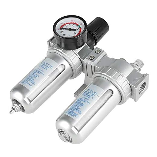 1/2" Air Compressor Water Trap, Air Compressor Regulator Filter with Gauge, Air Pressure Compressor Oil Water Separator Air Compressor Water Trap Combo Kit for Air Compressor Protection