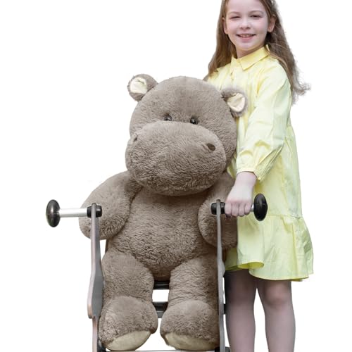 Image of BENINY 36 Inch Giant Hippo Stuffed Animal, Oversized Gray Hippo Plush Pillow, Soft Humongous Hippopotamus Toy Gift for Kids, Boys and Girls