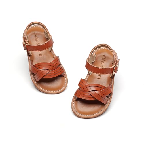 Image of Felix & Flora Toddler Girl Sandals -Flower Girl Dress Shoes Open Toe Little Kid Flats