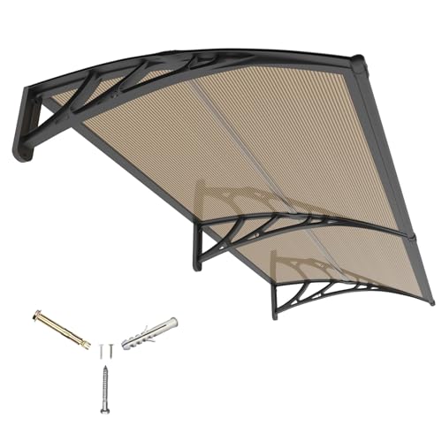 DAWNINGHOMM Marquesina Puerta Exterior 80 x 200 cm, Marquesina policarbonato Transparente para Puerta y Ventana, Tejadillo Puerta Exterior, Protección Lluvia UV Nieve para terraza