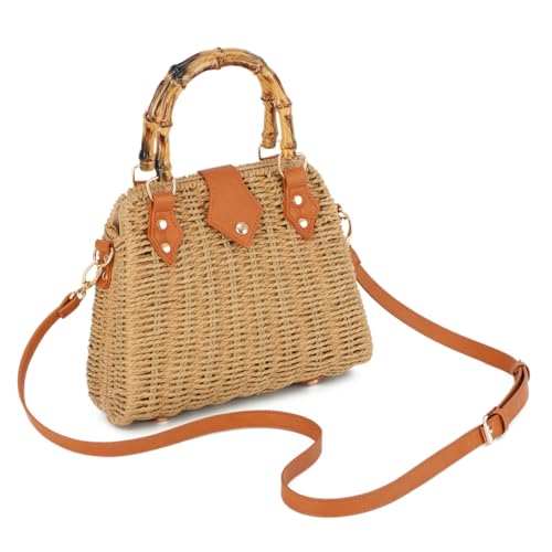 EVEOUT Geflochtene Rattan Umhängetasche Damen Sommer Chic Weiden Korb...