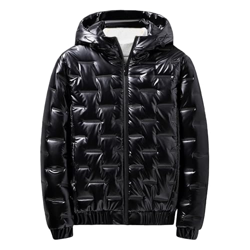 Manteau thermique brillant pour homme avec capuche veste doudoune imperméable