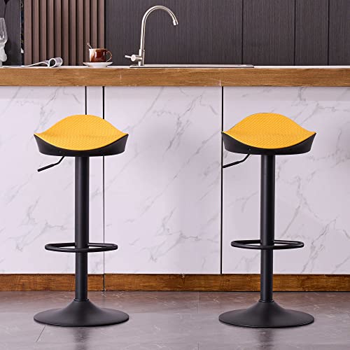 Youtaste Yellow Bar Stools Set Of 2 Backless Counter Height Barstools Adjustable Modern Swivel Saddle Seat Braided Bar Chairs For Home Kitchen Island #TOP2