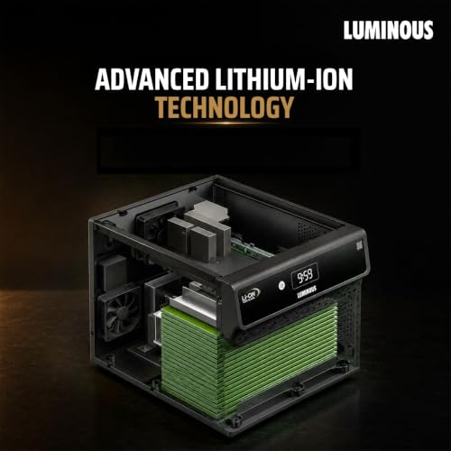 Image of Luminous Li-On Black 1250 1100VA 12.8V Pure Sine Wave Inverter for Home & Shops | LCD Display & Easy Installation | 1208Wh with in-Built Lithium-ion Battery | 3X Fast Charging | 5+3 Yrs Warranty | 1208Wh with in-Built Lithium-ion Battery, 3X Fast Charging, LCD Display & Easy Installation, For Home & Shops
