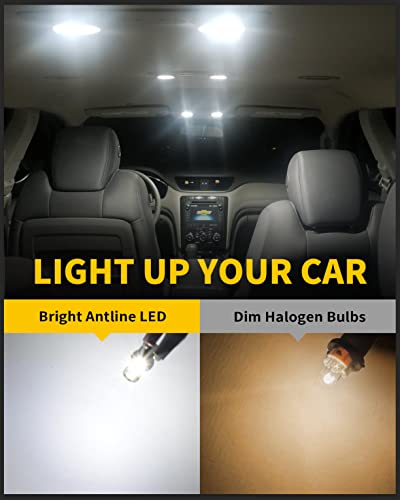Antline 194 T10 168 2825 W5W LED Bulb White, Super Bright Canbus Error Free 12 Volt Replacements for Interior Dome Map Door Courtesy Dash License Plate Lights (Pack of 10)